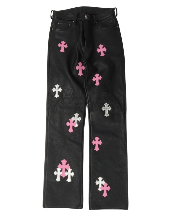 Chrome Hearts Fleur Knee Leather Jeans